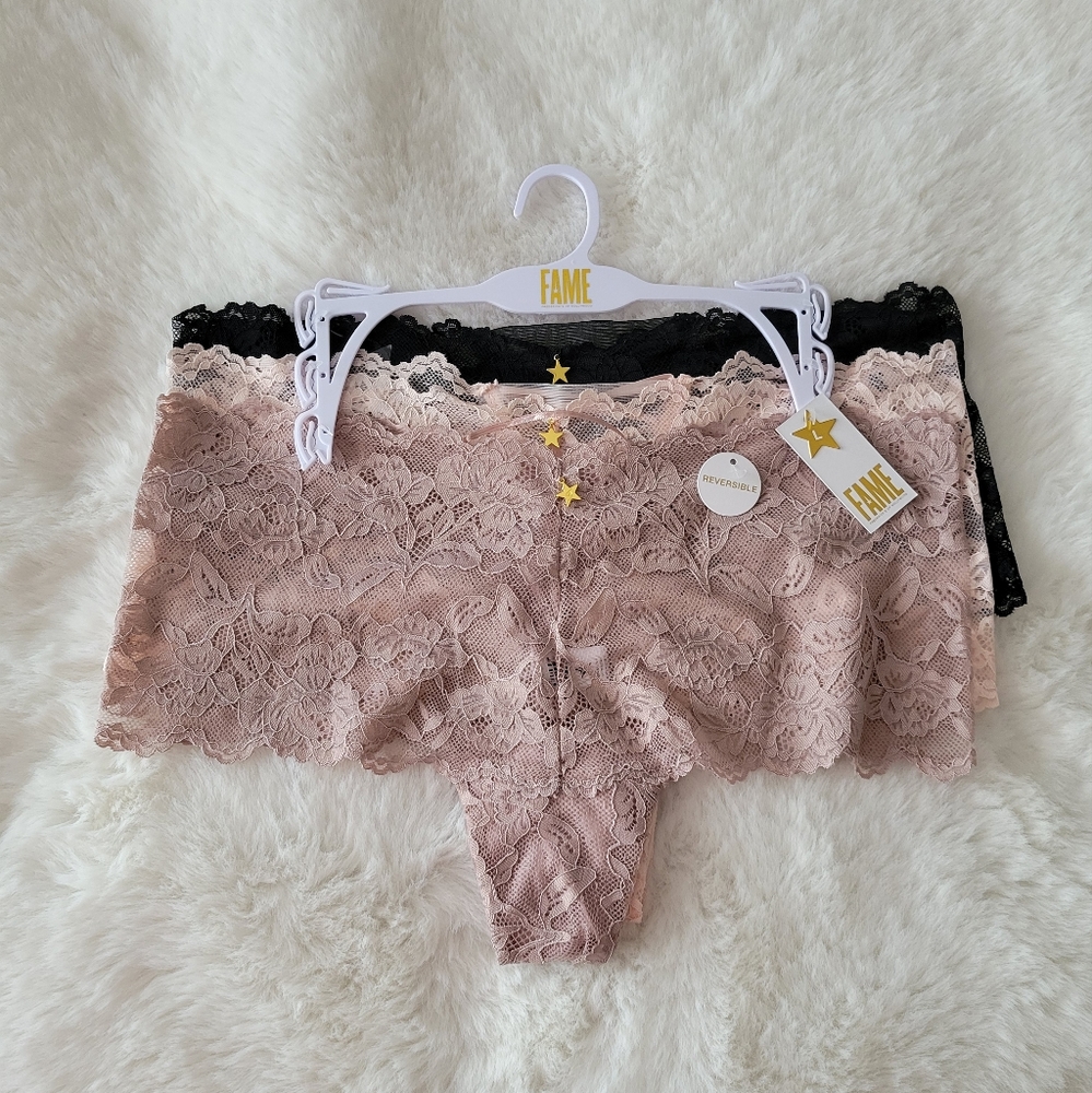 🌻FREDERICKS OF HOLLYWOOD BRAND NEW 3-PACK LACE CHEEKY SIZE L